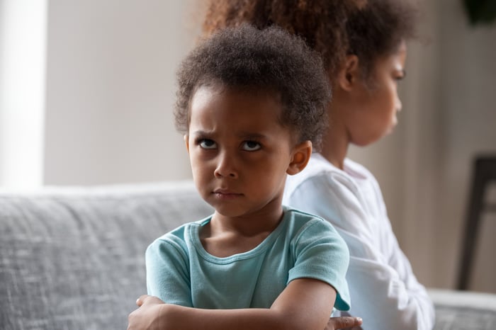 Toddler looking cross