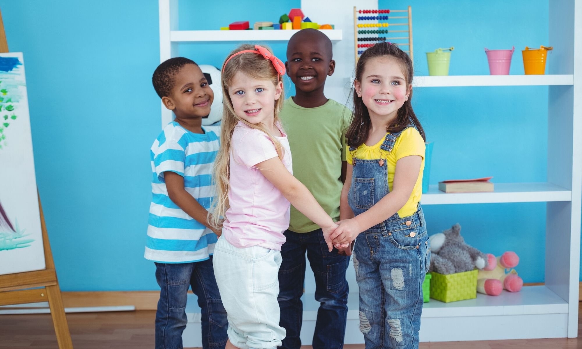 Preschoolers playing together in a group