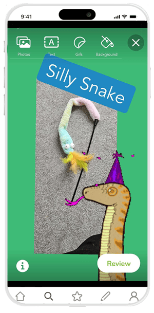 Content creation screen silly snake