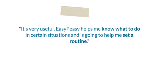 An easyPeasy graphic saying EasyPeasy Stat 2023 - routine quote