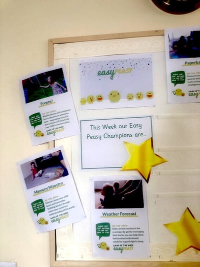 Photo of early years practitioner Katty Knights' EasyPeasy Champion display board